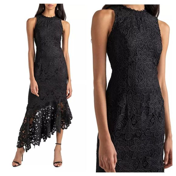 Shoshanna Dresses & Skirts - Shoshanna Katya Embroidered Lace Asymmetrical Midi Dress Women's 4